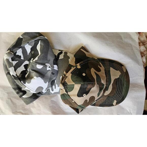 Set of 2 Camouflage Baseball Caps Green and Gray Camo - Picture 4 of 9
